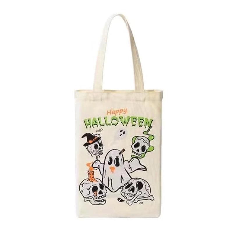 Halloween Unisex Medium Canvas Pumpkin Letter Streetwear Square Open Canvas Bag
