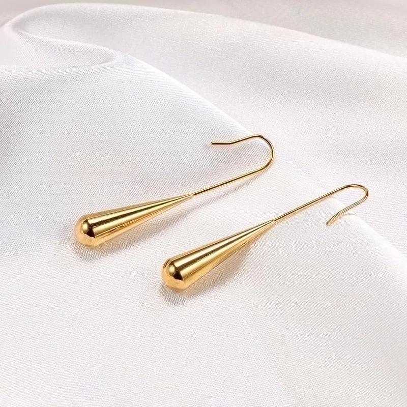 1 Pair Casual Elegant Minimalist Solid Color Polishing Plating Stainless Steel 18k Gold Plated Drop Earrings