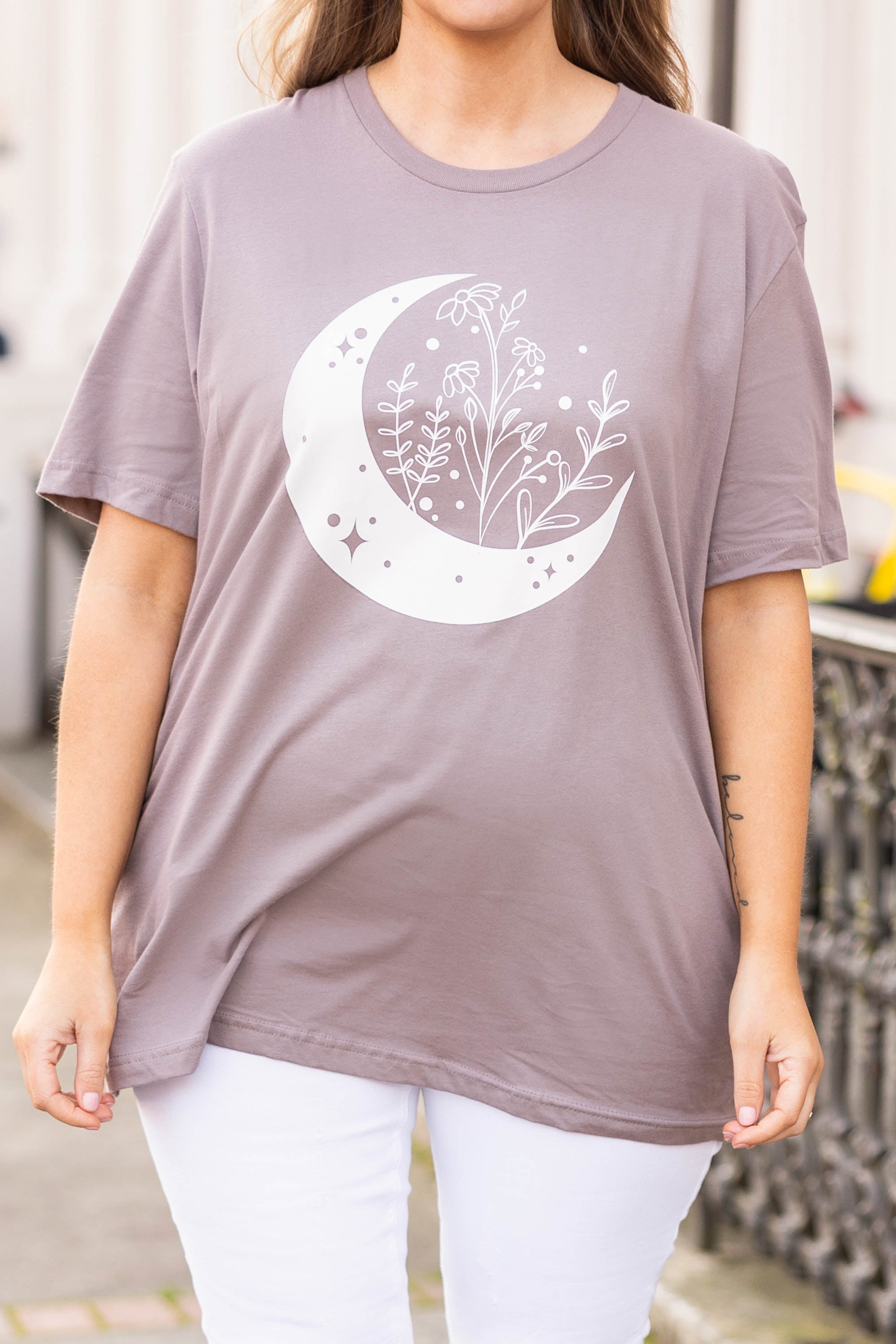 Moonlit Gardens Tee. Pebble Brown