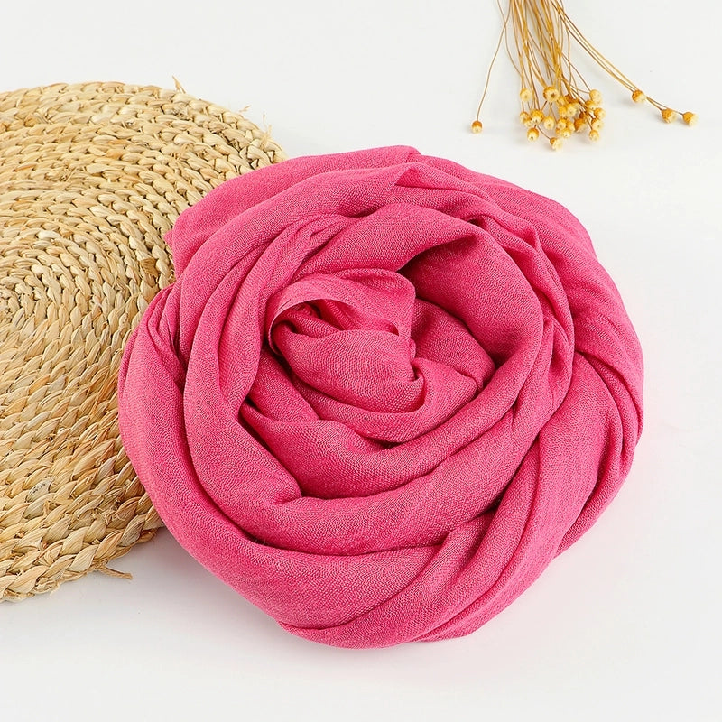 Women's Sweet Solid Color Cotton Silk Scarves