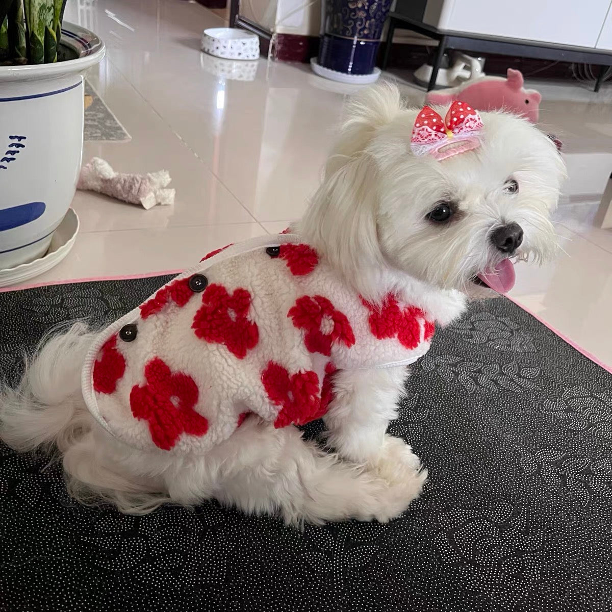 Flower Printed Warm Pet Vest