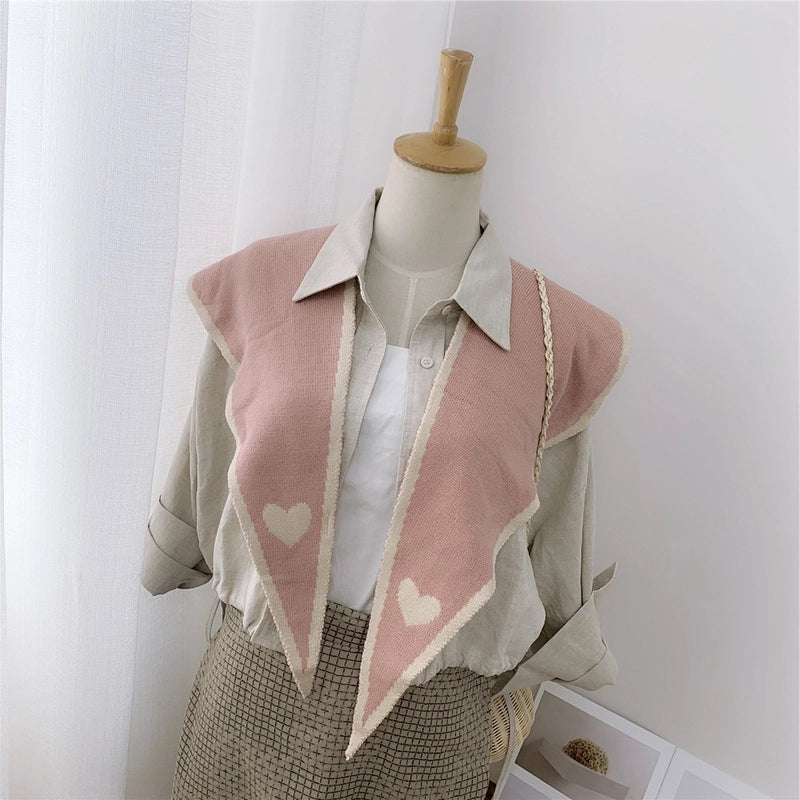 Women's Sweet Minimalist Polka Dots Heart Shape Flower Yarn Polyester Scarf Shawl