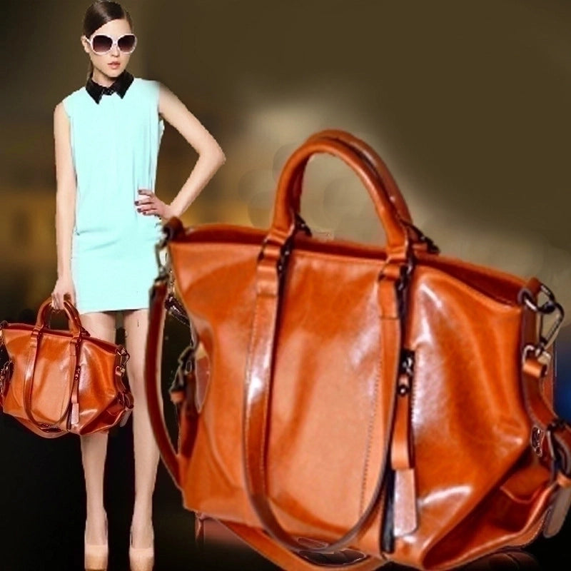 Women's Large Pu Leather Solid Color Classic Style Zipper Handbag