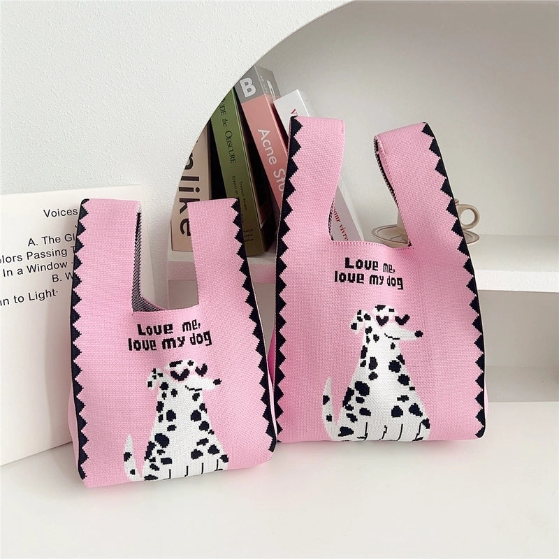 Women's Small Knit Animal Heart Shape Flower Cute Open Shopping Bags