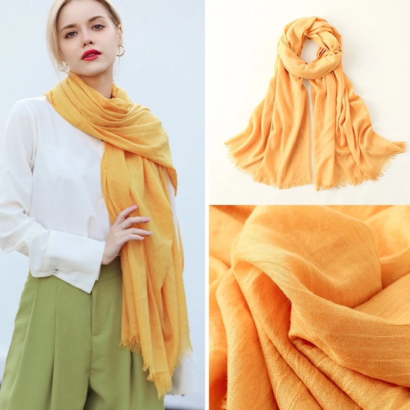 Women's Elegant Solid Color Cotton Silk Scarves