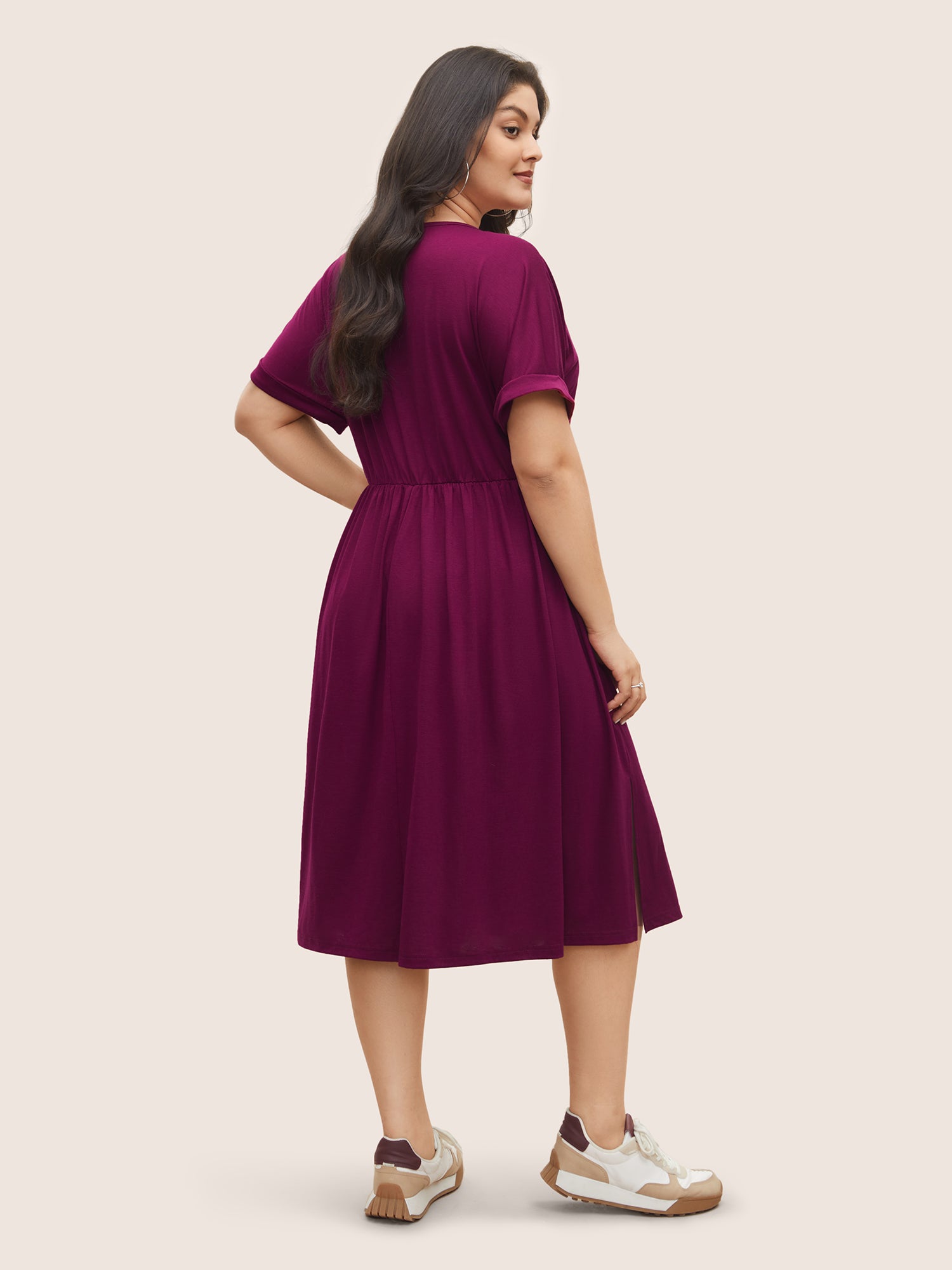 Supersoft Essentials Solid Pocket Cuffed Sleeve Dress