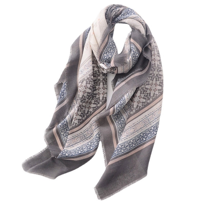 Women's Retro Ethnic Style Printing Polyester Printing Scarf