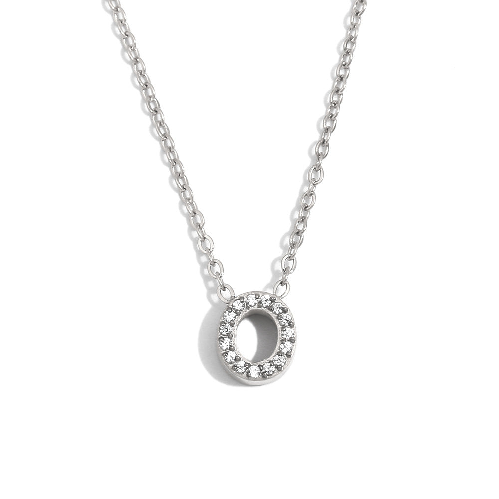 Fashionable And Simple 26 English Letter Pendant Stainless Steel Plated 18K Gold Diamond Small Letter Necklace For Women
