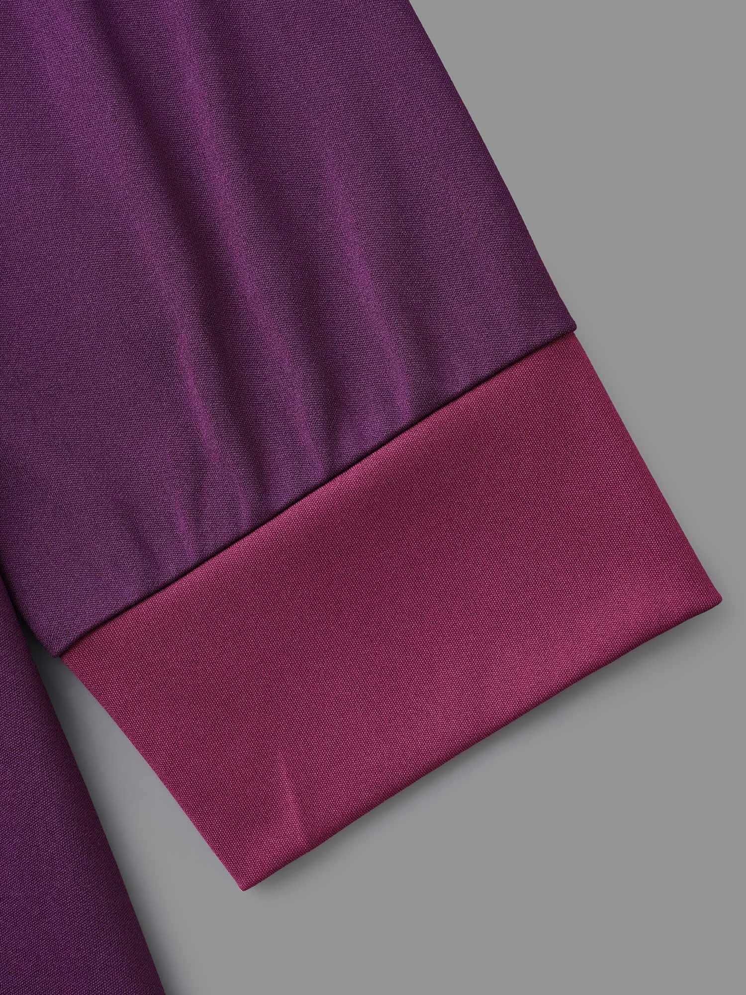 Overlap Collar Contrast Belted Midi Dress