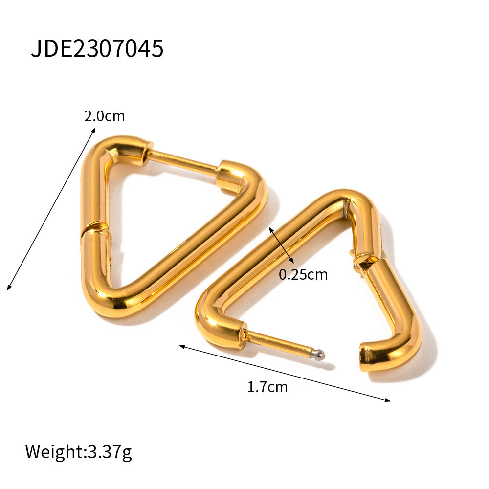 Heart Asymmetrical Geometric Stainless Steel 18K Gold Plated Earrings