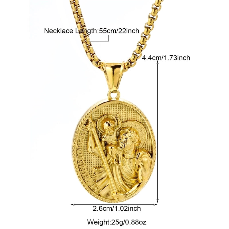 Modern Style Classic Style Portrait Cross Solid Color 304 Stainless Steel 18K Gold Plated Round Pendant Necklace