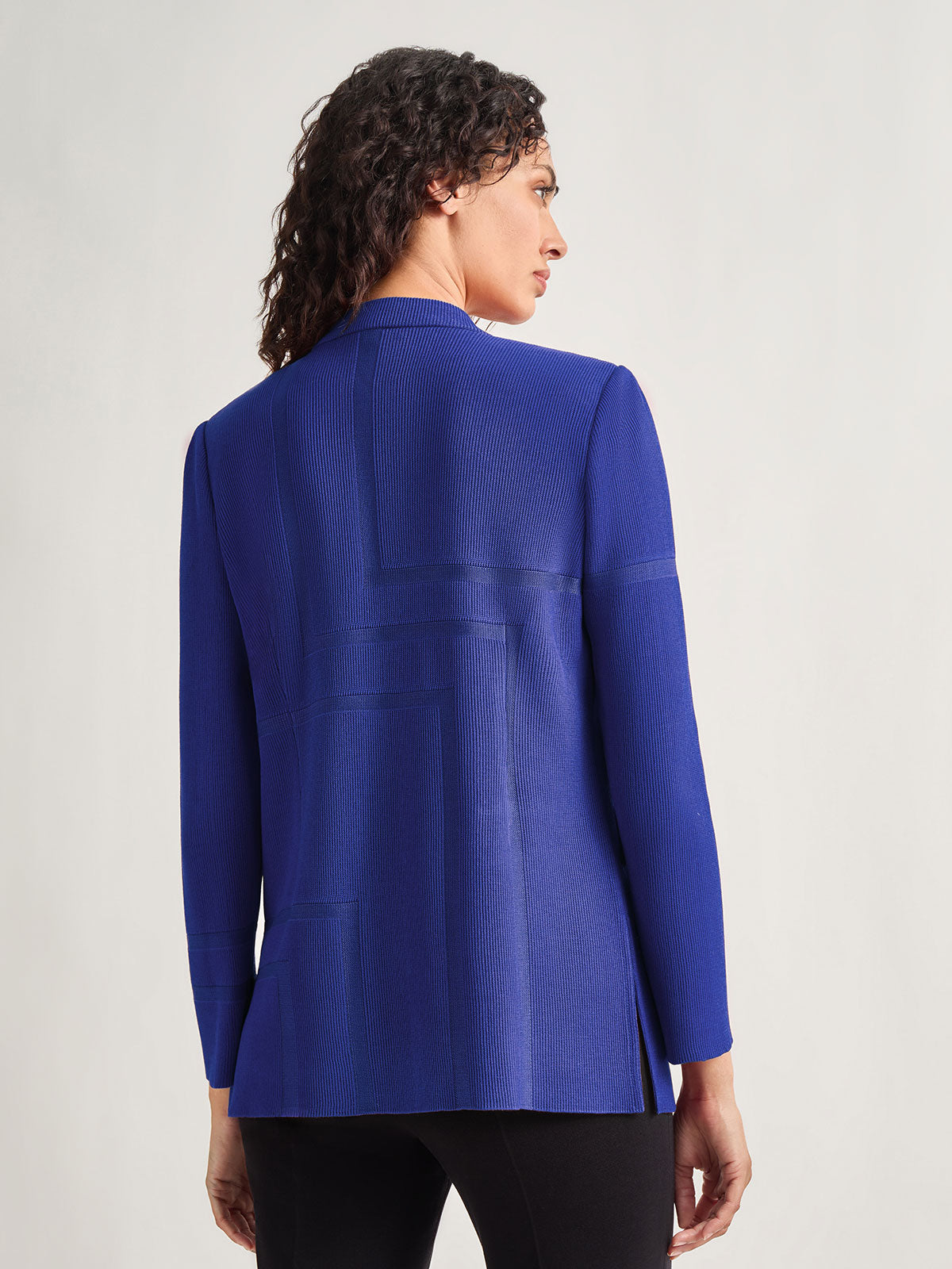 Inverted Notch Collar Tailored Knit Jacket