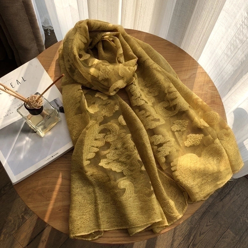 Women's Elegant Solid Color Satin Silk Scarves