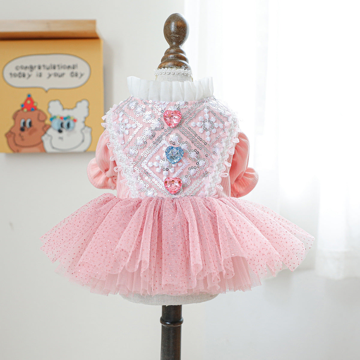 Heart Flower Dog Cat Princess Dress