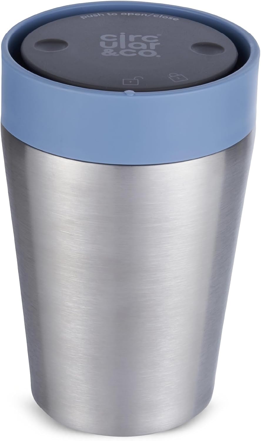 Circular & Co Thermal Stainless Steel Travel Mug - 8oz/227ml - Insulated Reusable Coffee Cup - 100% Leakproof & Lockable - 6 Hours Hot/Cold - Push Top, One Hand Open, 360 Drinking Coffee Tumbler