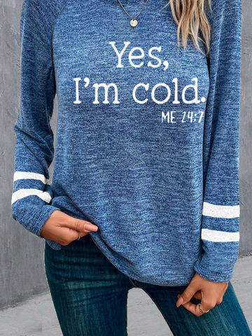 Casual Text Letters Crew Neck Long Sleeve T-shirt