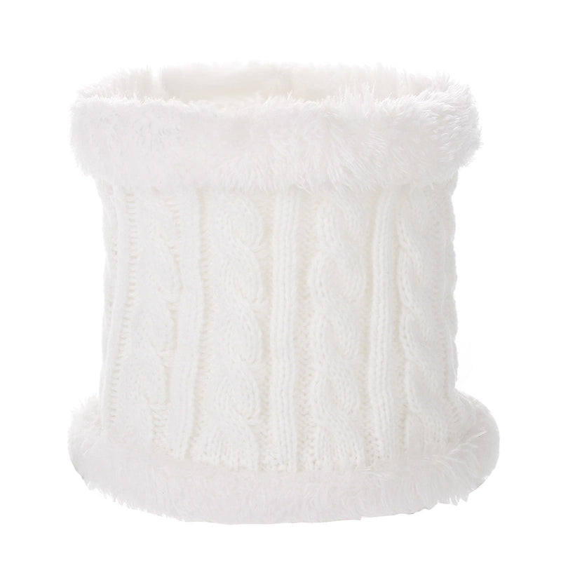 Autumn And Winter Children's Thickened Wool Hat Ear Double Hair Ball Warm Ear Protection Knitted Hat Set With Standard Solid Color Hat