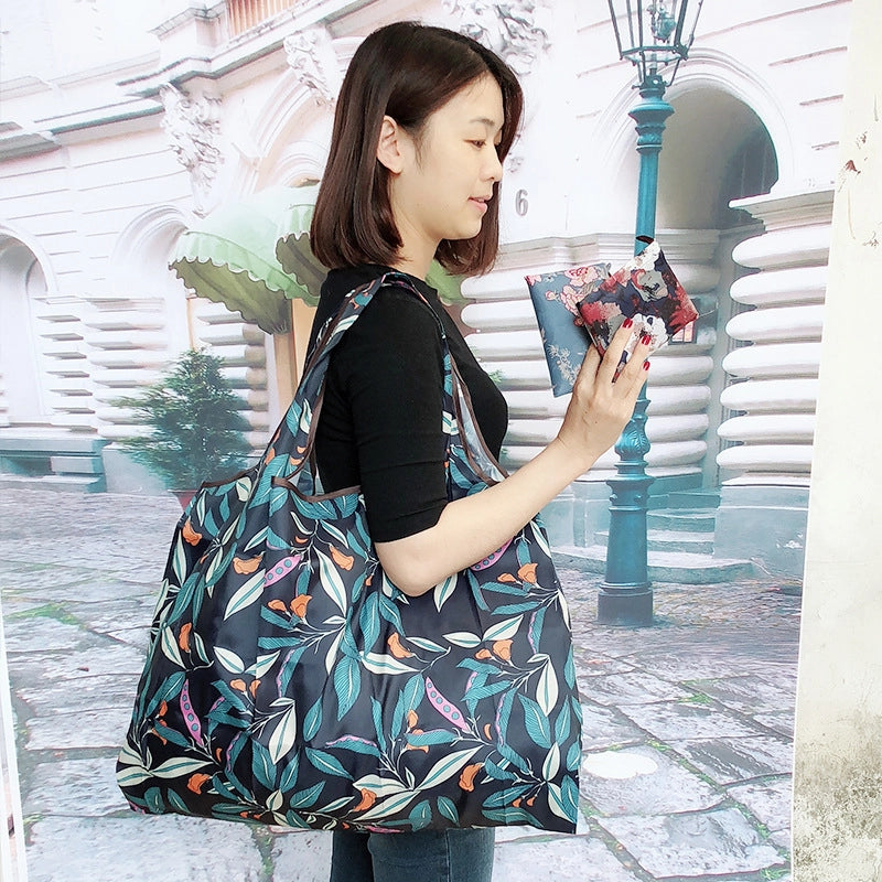 Printed Environmental Bag Large 210T Supermarket Folding Shopping Bag Thickened Tote Bag Shopping Bag