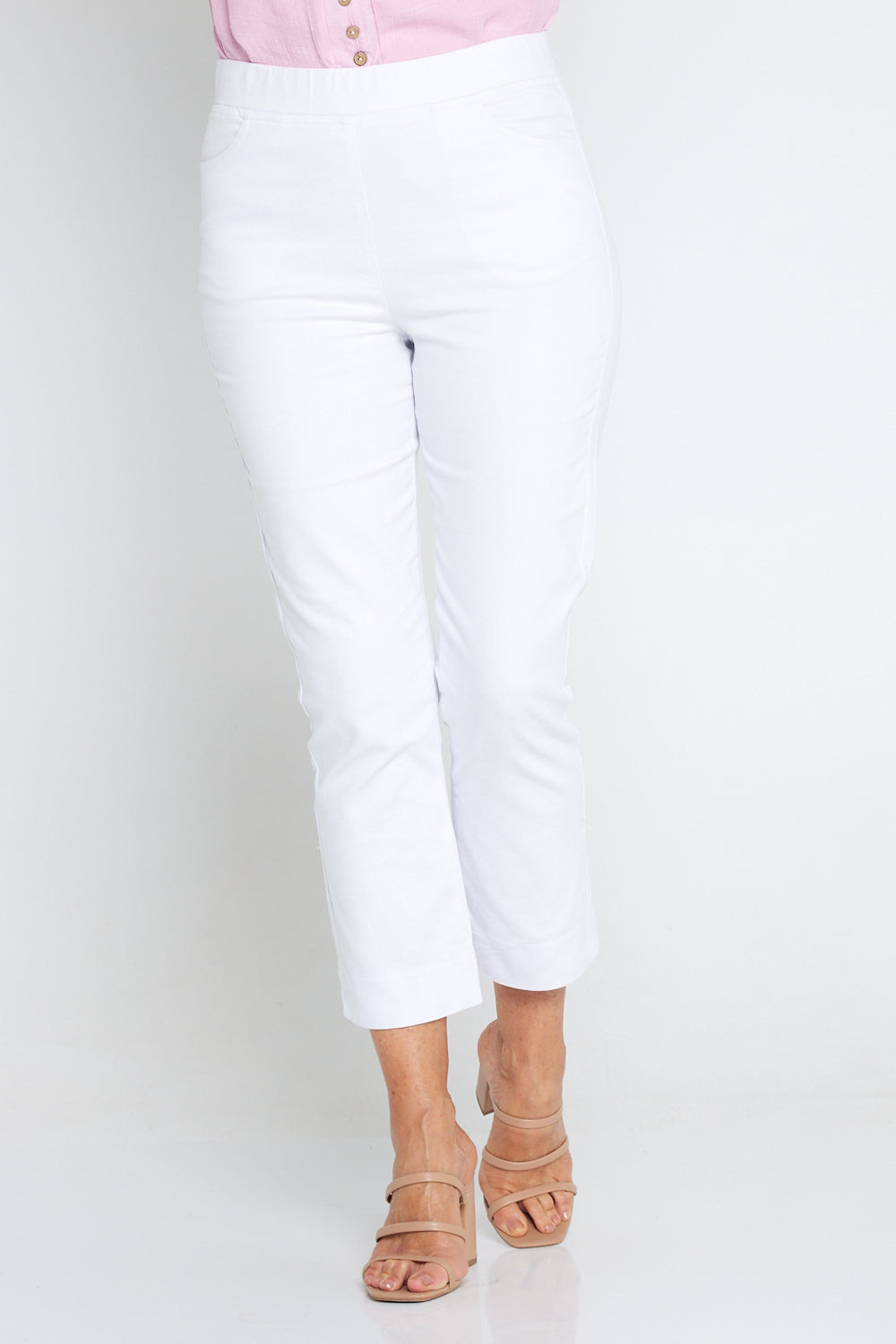 Kayla Pull On 7/8 Stretch Pants - White