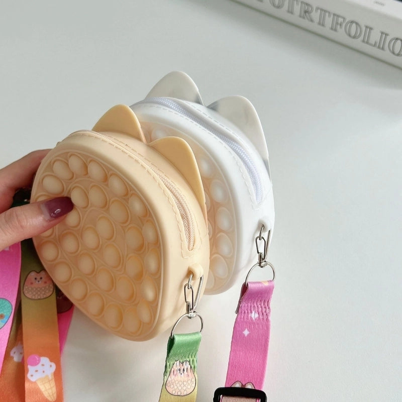 Unisex Silica Gel Animal Sweet Round Zipper Coin Purse