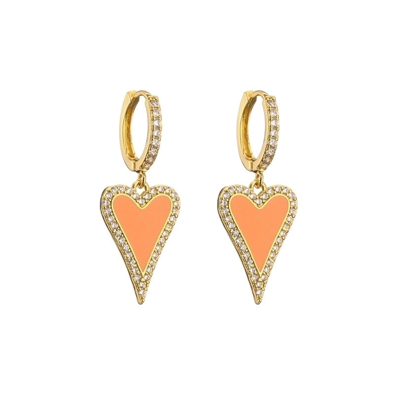 Cute Heart Plating Copper Zircon Copper Earrings