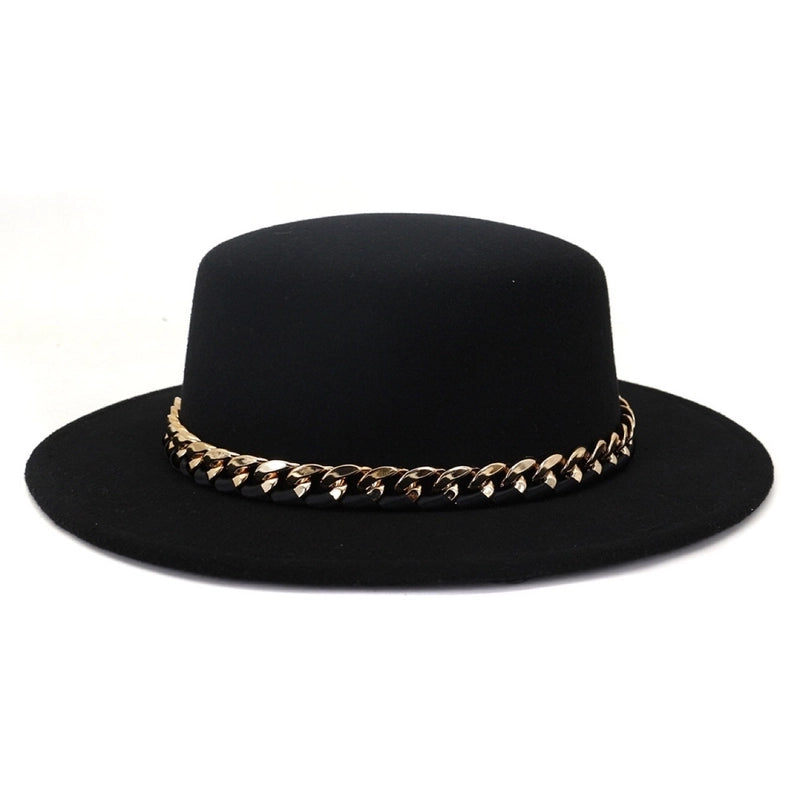 Retro Small Edge Flat Top Hat Fashion Style Autumn And Winter Woolen Hat
