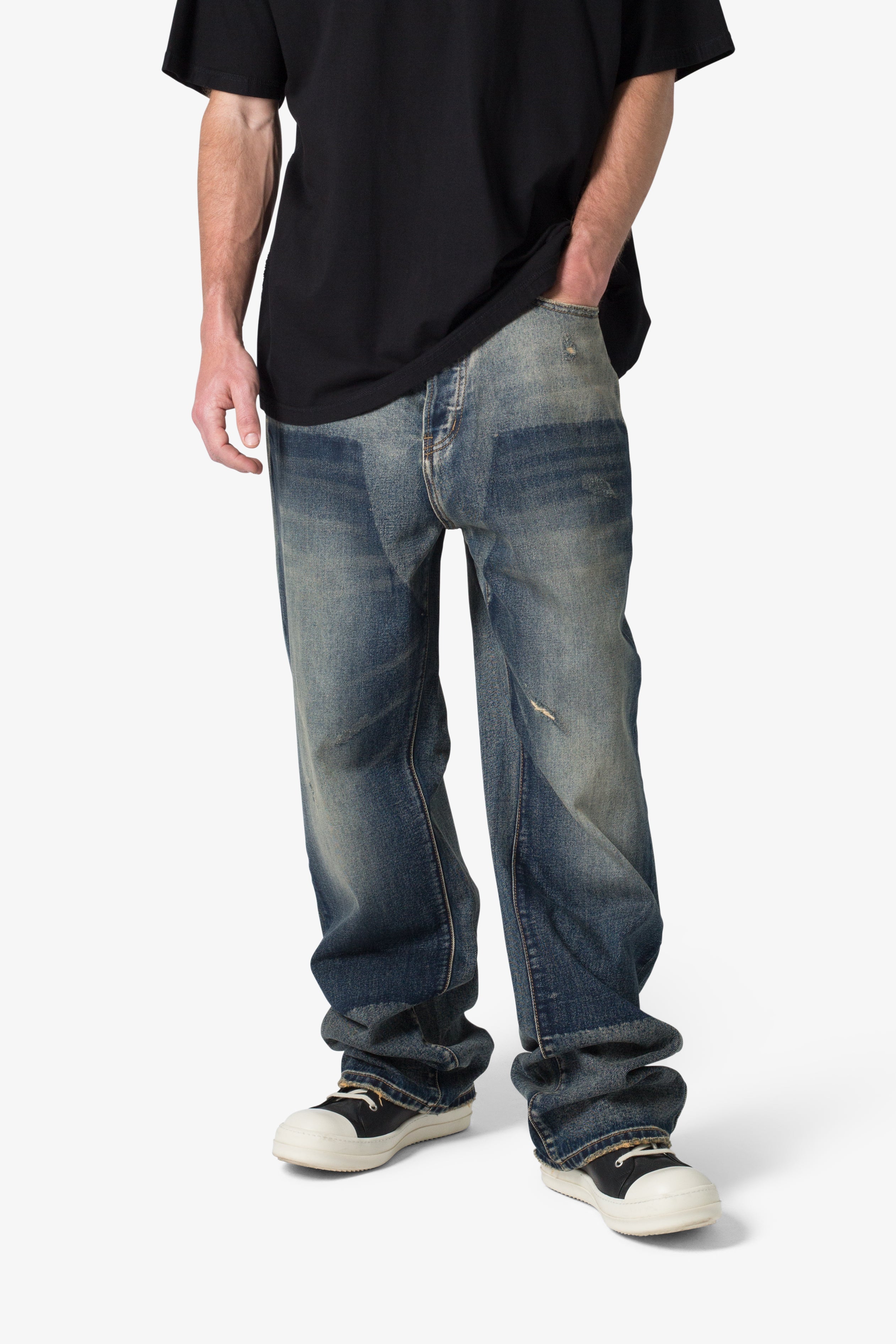 Ultra Baggy Shadow Patch Denim - Washed Light Blue