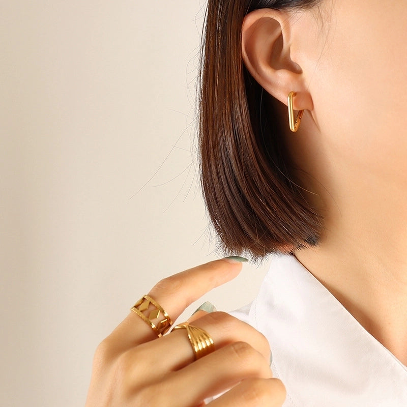Geometric Plating 304 Stainless Steel No Inlaid 18K Gold Plated Earrings