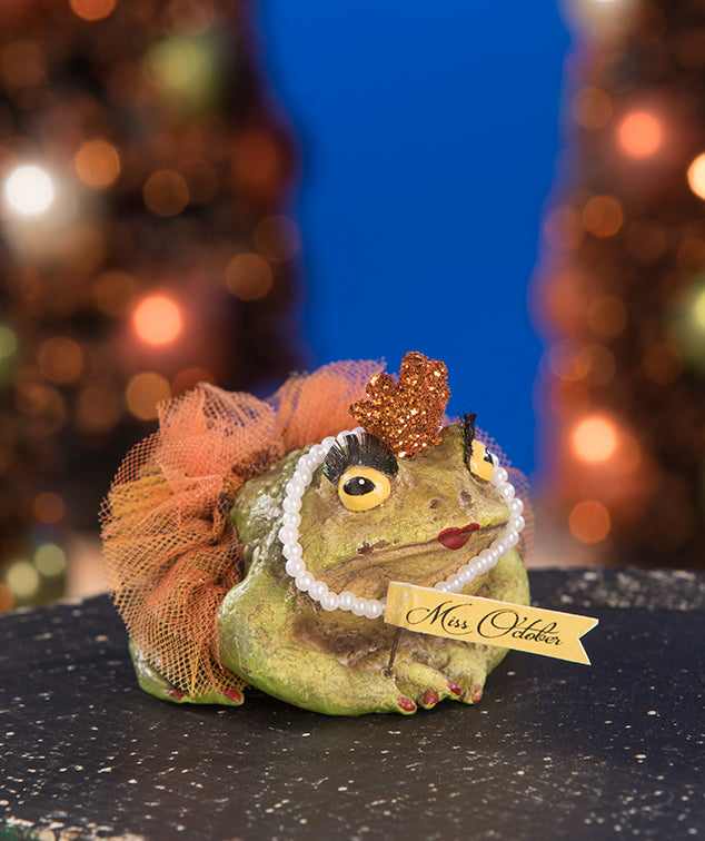 Miss October Frog Figurine