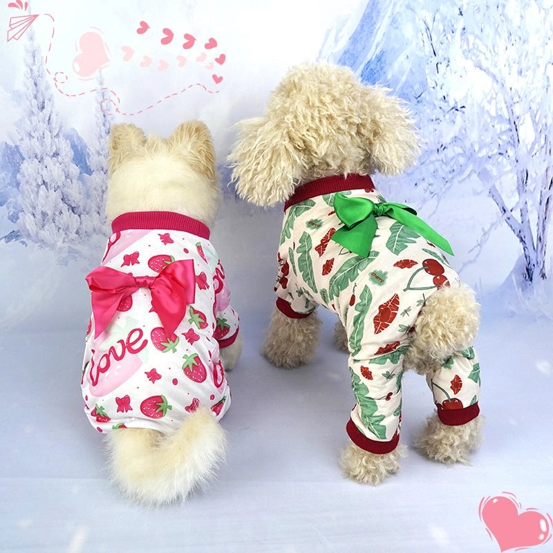 Casual Polyester Valentine'S Day Cherry Strawberry Pet Clothing