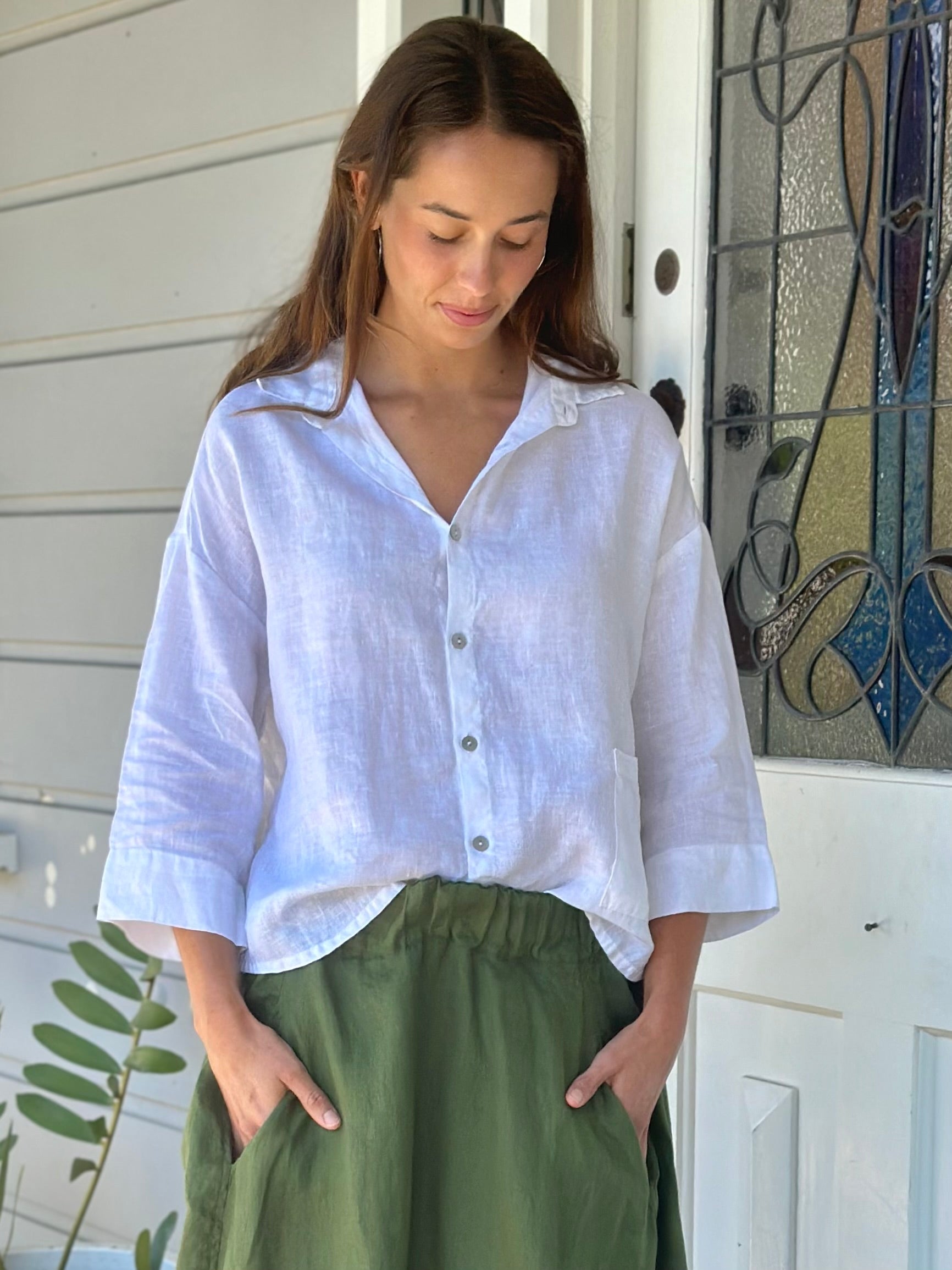 deanna shirt- white linen