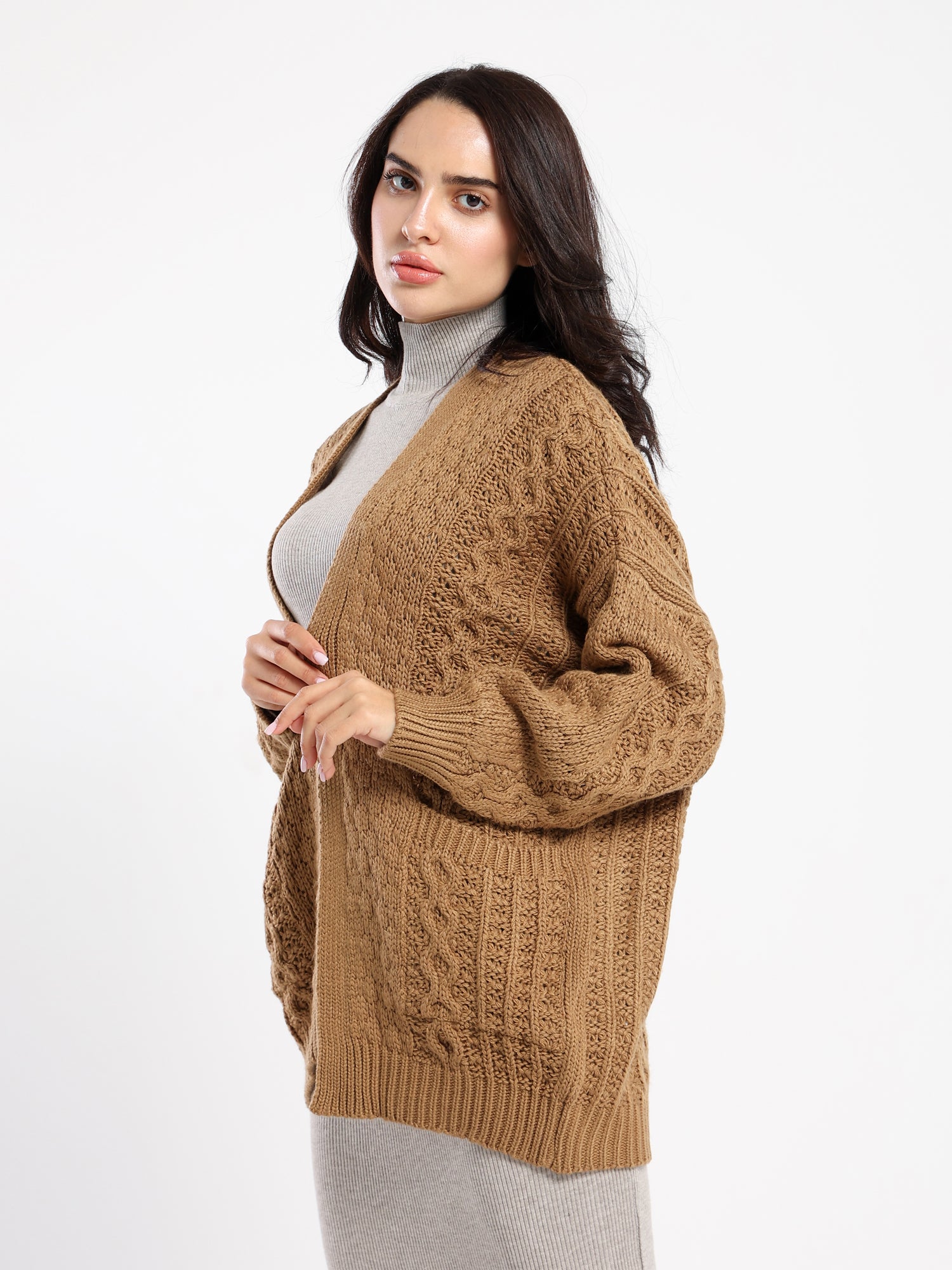 Textured Medium Length Cardigan