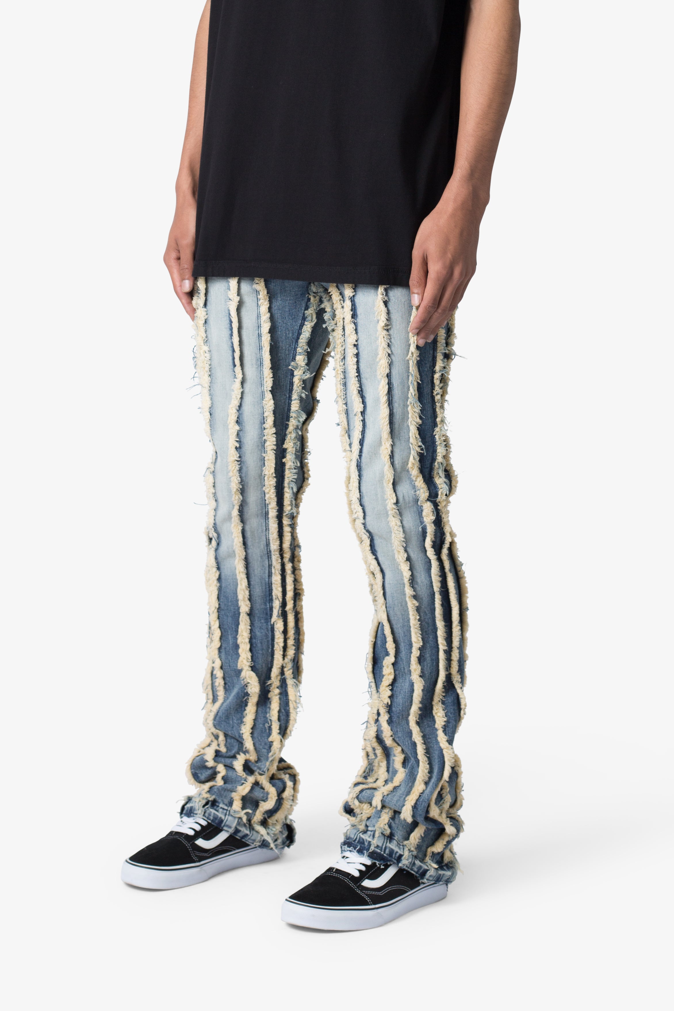 X641 Skinny Stacked Ripped Denim - Medium Blue