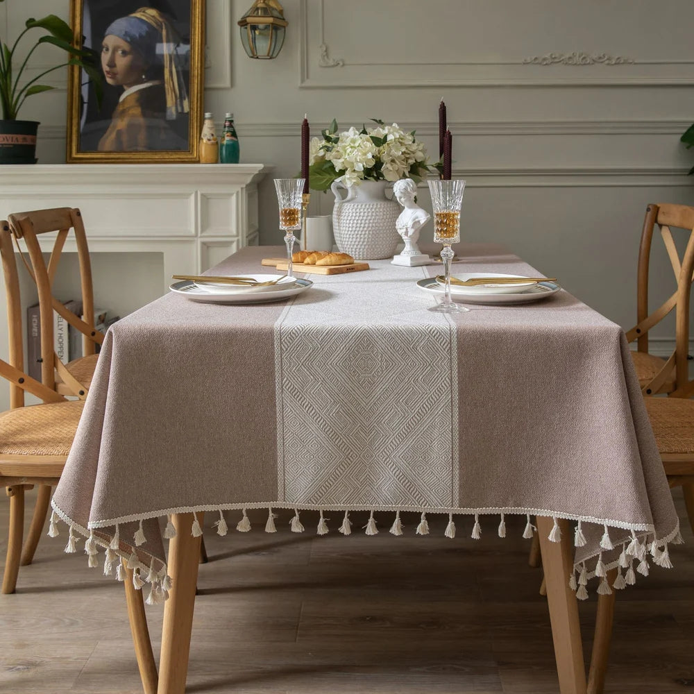 Geometric Tassel Tablecloth
