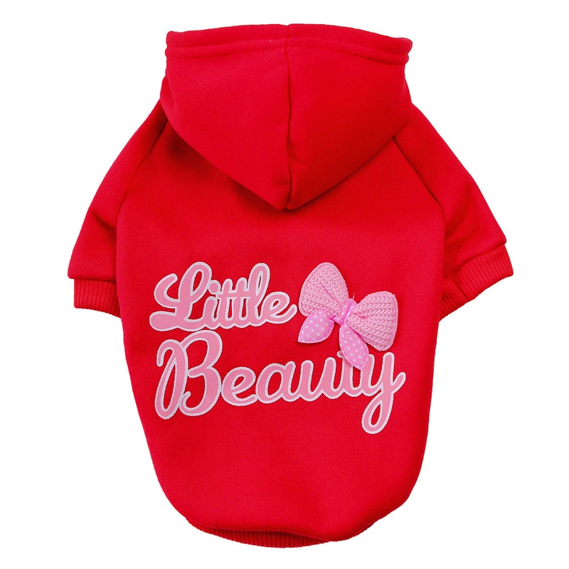 New Dog Clothes Hooded Vests Plus Velvet Warm Small Beautiful Multi-color Traction Rope Hole