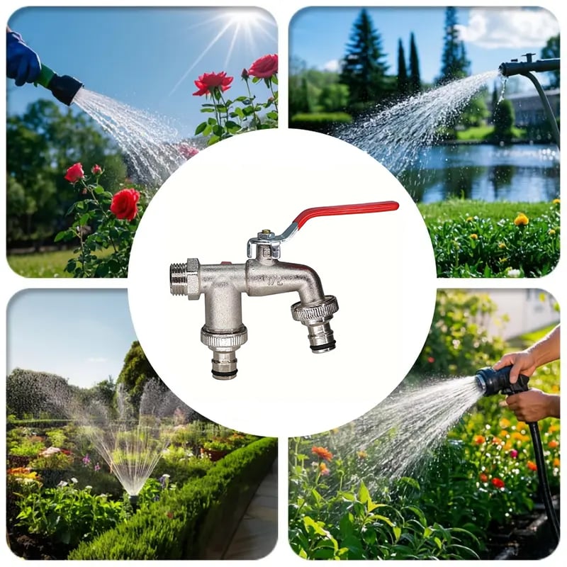 💥Hot Sales-49% OFF🔥Universal Stainless Steel Double Outlet Garden Water Faucet