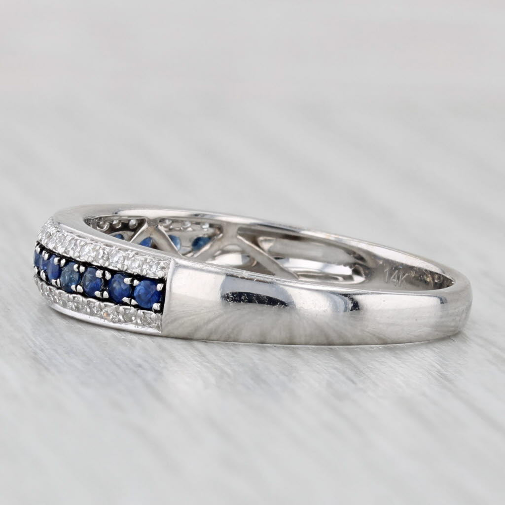 Effy 0.41ctw Sapphire Diamond Ring 14k White Gold Wedding Band Sz 9.25 Stackable