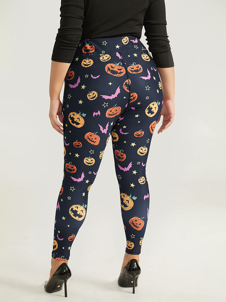 Halloween Graphic Wideband Waist Leggings