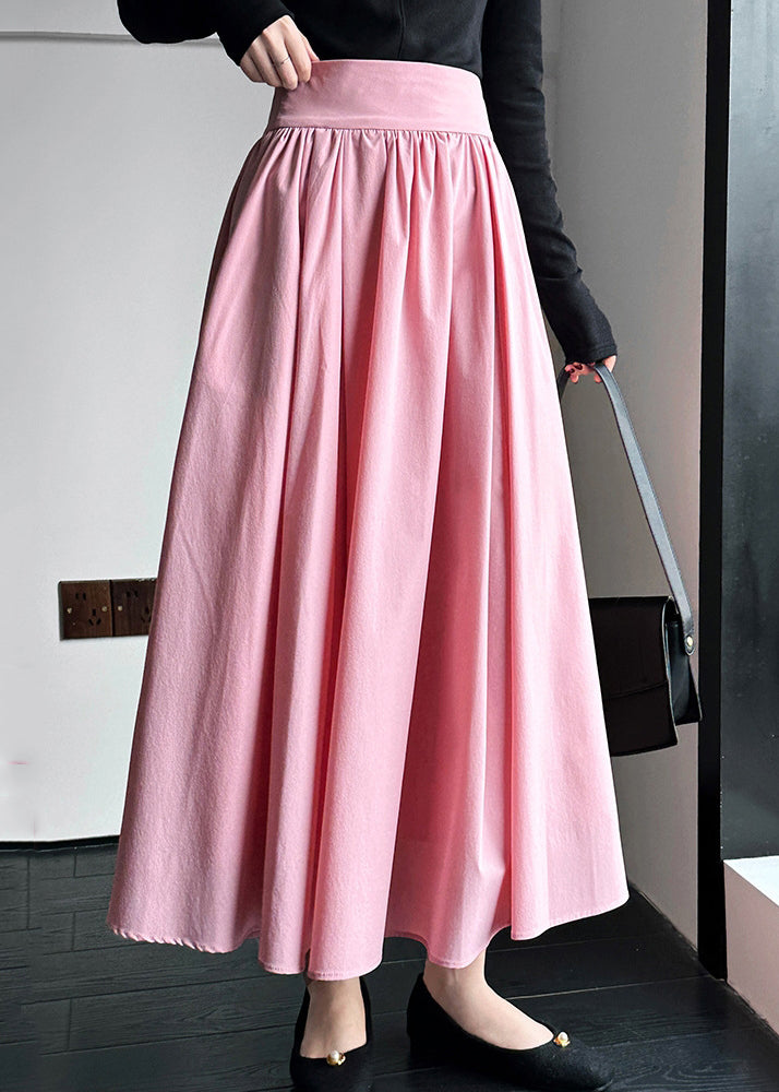 Chic Pink Zippered High Waist Cotton Skirts Spring