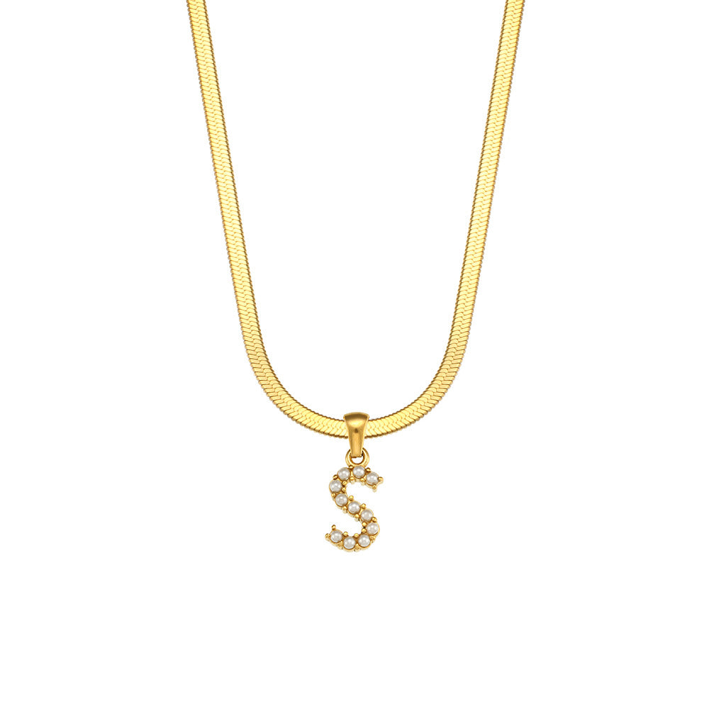 Fashion Letter Number Text Stainless Steel 18K Gold Plated Necklaces
