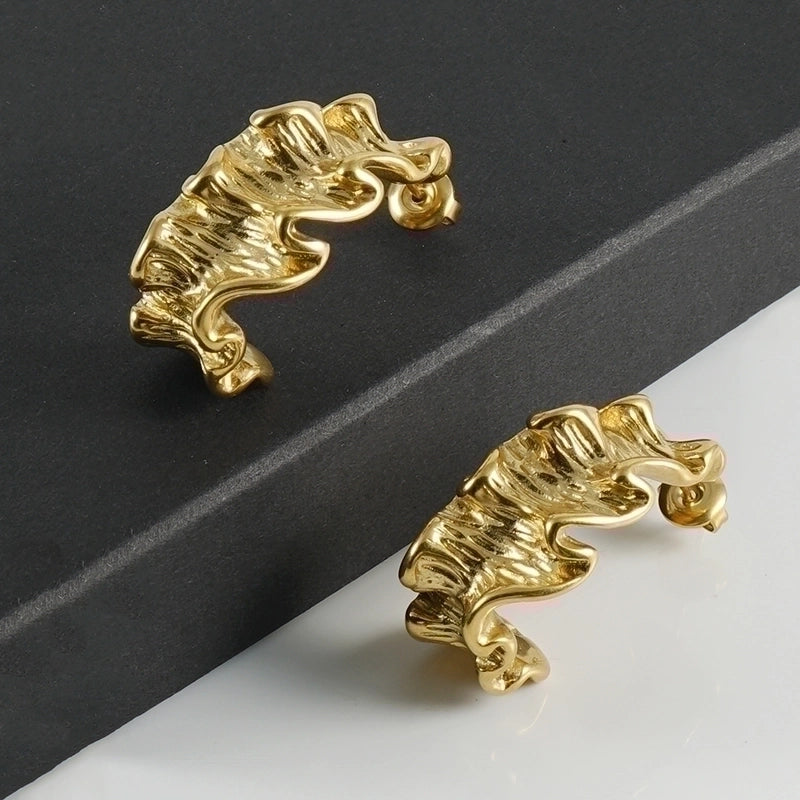 1 Pair Classical Minimalist C Shape Irregular Plating Stainless Steel 18K Gold Plated Ear Studs
