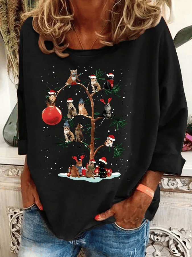 Women's Christmas Printed Crew Neck Sweatshirt