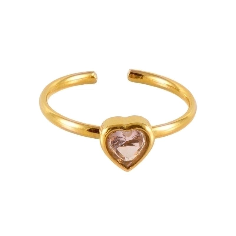 Casual Cute Square Heart Shape Flower 304 Stainless Steel Zircon 18K Gold Plated Plating Inlay Stainless Steel Rings