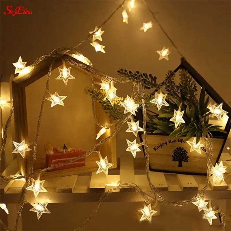 Star Shaped String Lights For Decoration (12ft length)