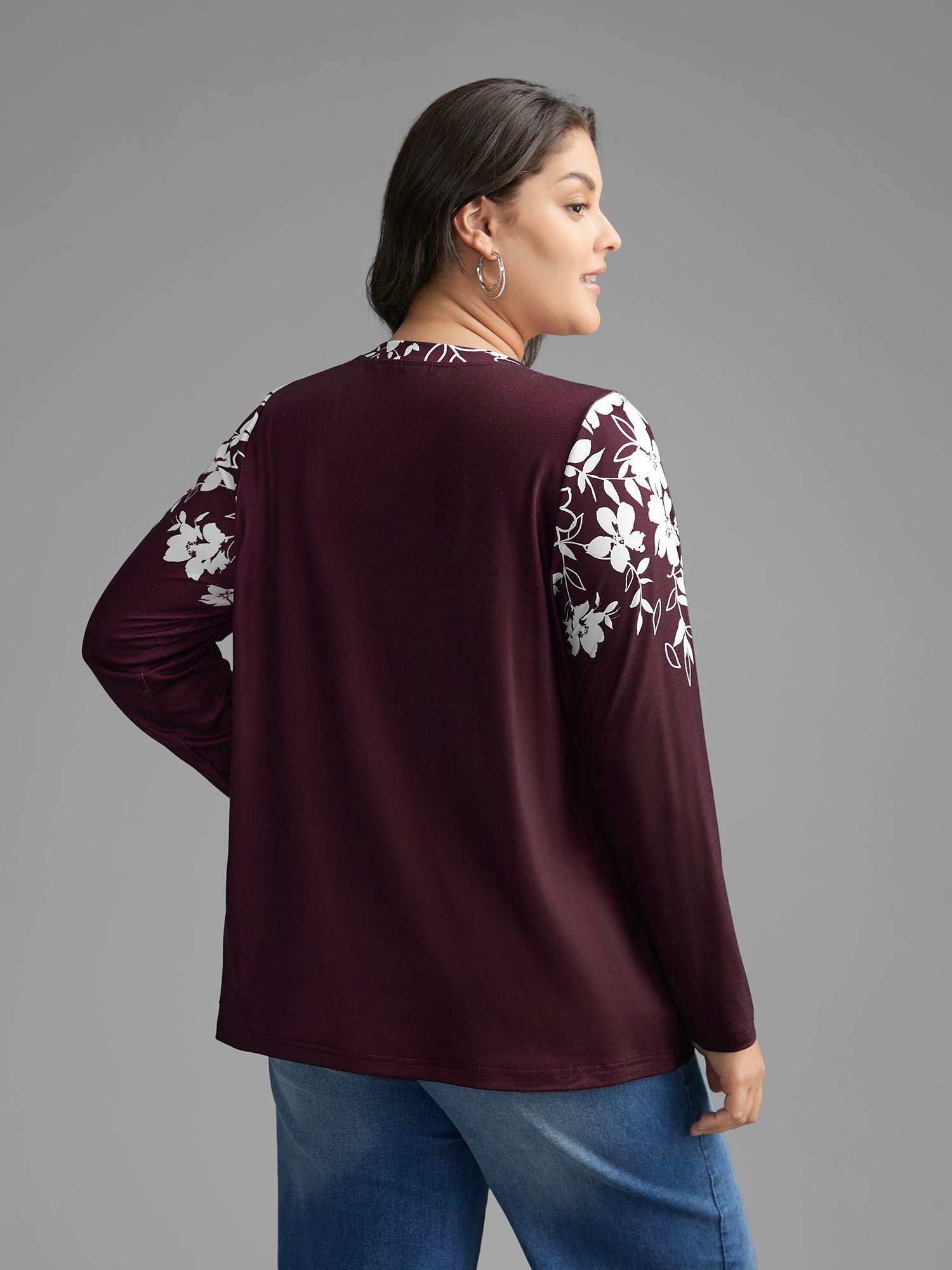 Round Neck Boho Print T-Shirt