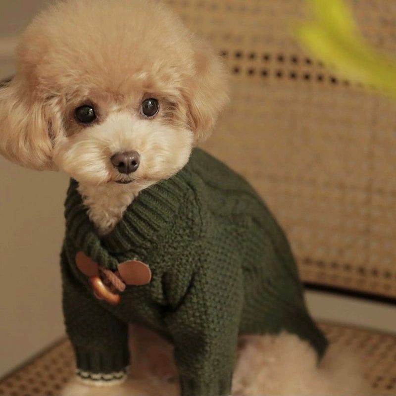 Buttoned Solid Color Casual Dog Cat Sweater