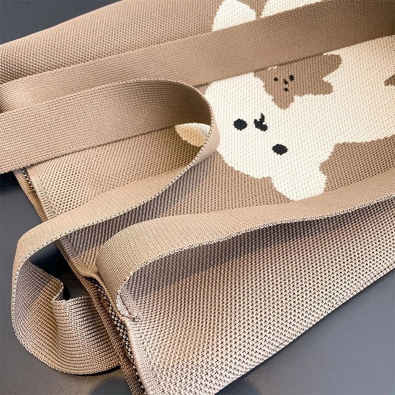 Women's Medium Polyester Little Bear Cute Basic Open Shoulder Bag
