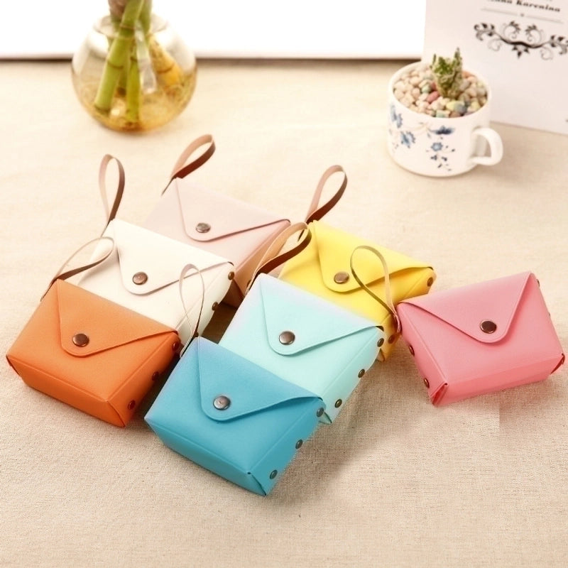 Unisex Solid Color Pu Leather Buckle Coin Purses