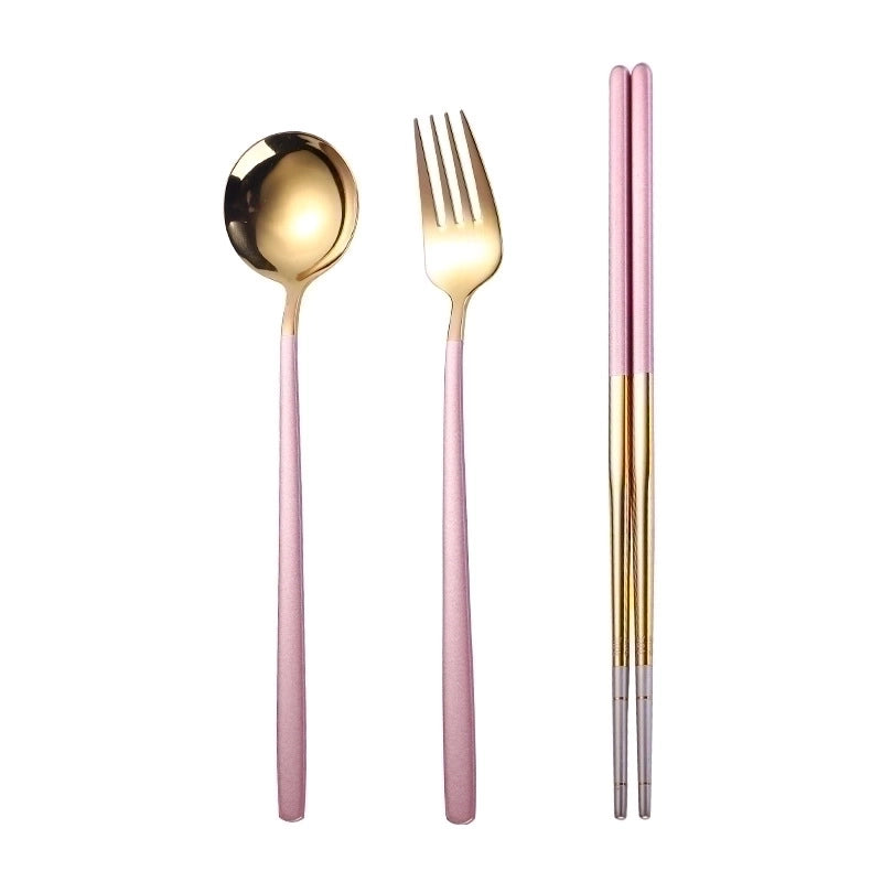 Fashion Solid Color Stainless Steel Tableware 1 Set