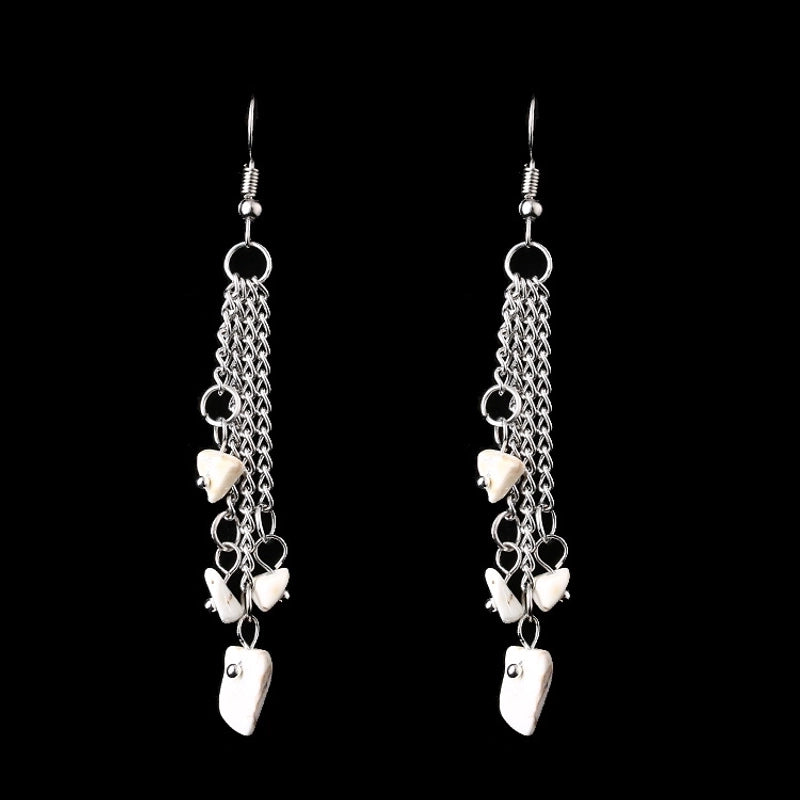 1 Pair Minimalist Irregular Patchwork Natural Stone Metal Drop Earrings